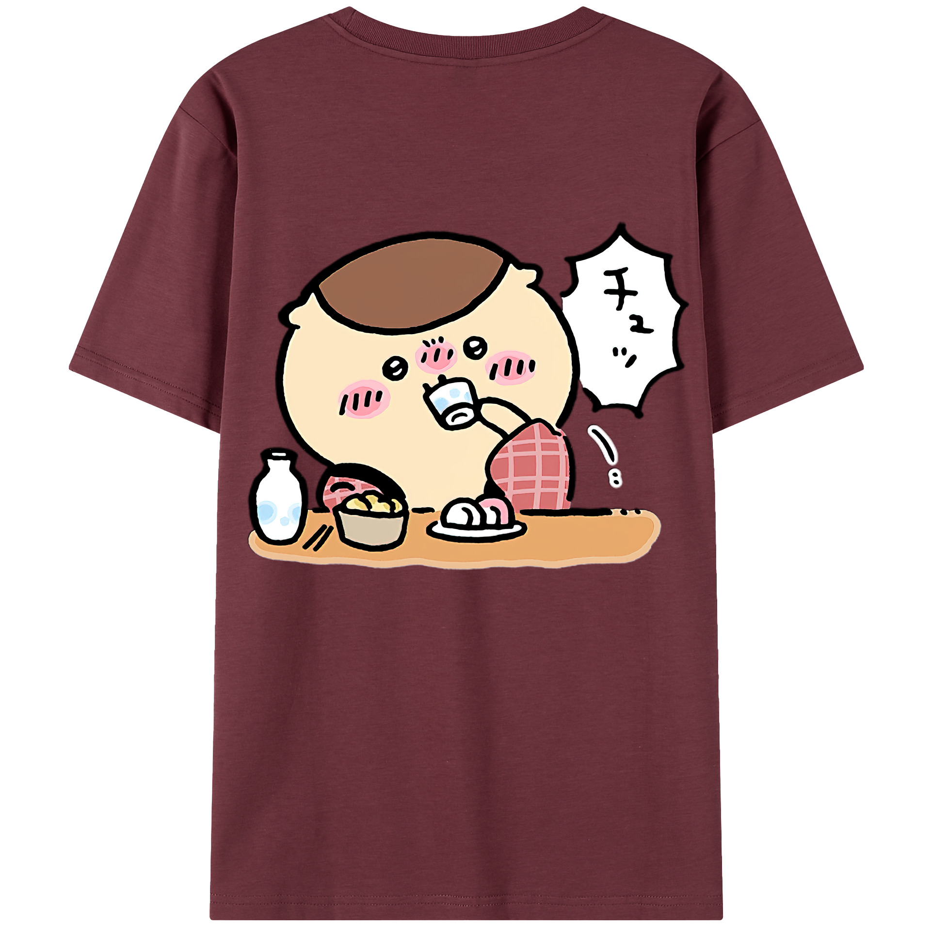 （画像用） ちいかわ くりまんじゅう Chii-kawa kuri manjū 綿100％半袖Tシャツ（背面プリント）